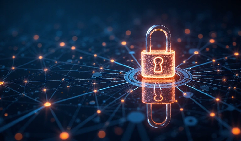 Ilustración de un candado digital simbolizando la seguridad de los datos en Brunopinatalinko.